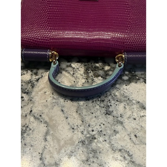 Dolce & Gabbana Miss Sicily Von Purple Lizard Embossed Leather Mini Wallet Bag - Picture 3 of 12